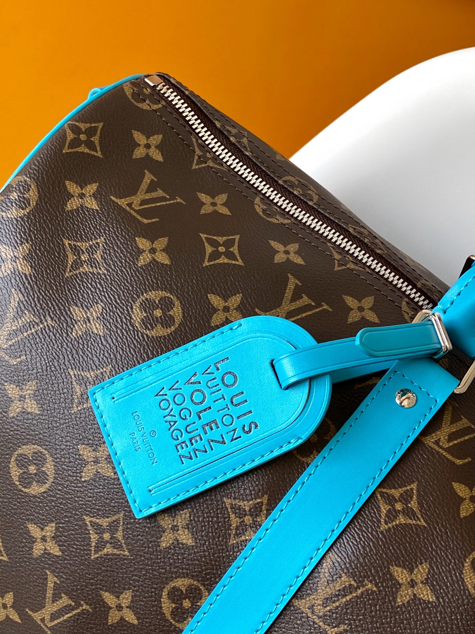 M12629 Keepall Bandouli??re 50 Travel Bag by Louis Vuitton LV in Light Blue