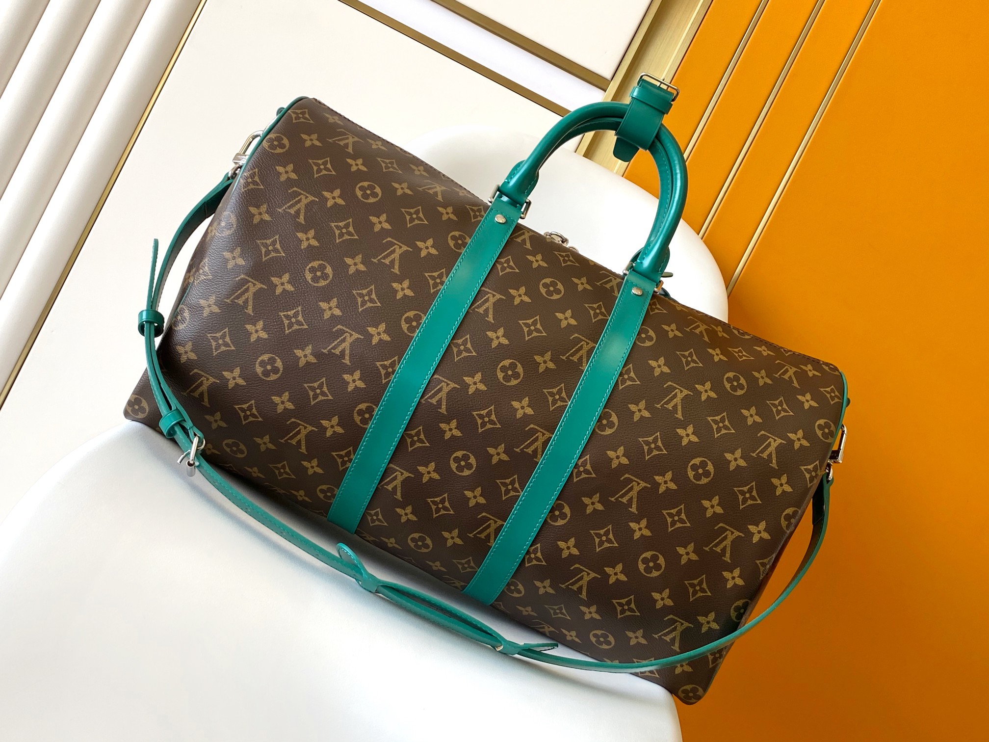 M12630 Dark green Keepall Bandouli??re 50 Travel Bag by Louis Vuitton LV 