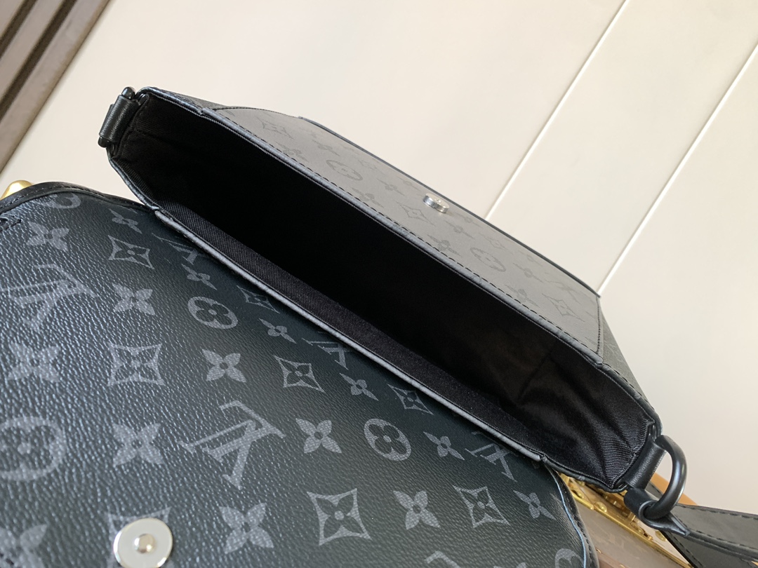 M12681 Pulse Messenger Bag by Louis Vuitton LV in Black Flower/Silver Flower