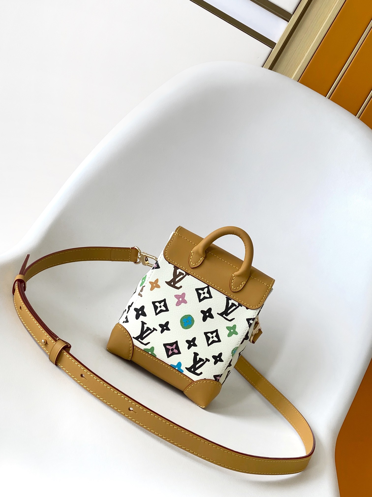 M83429 Nano Steamer Handbag by Louis Vuitton LV in Monogram Eclipse (White and Color)