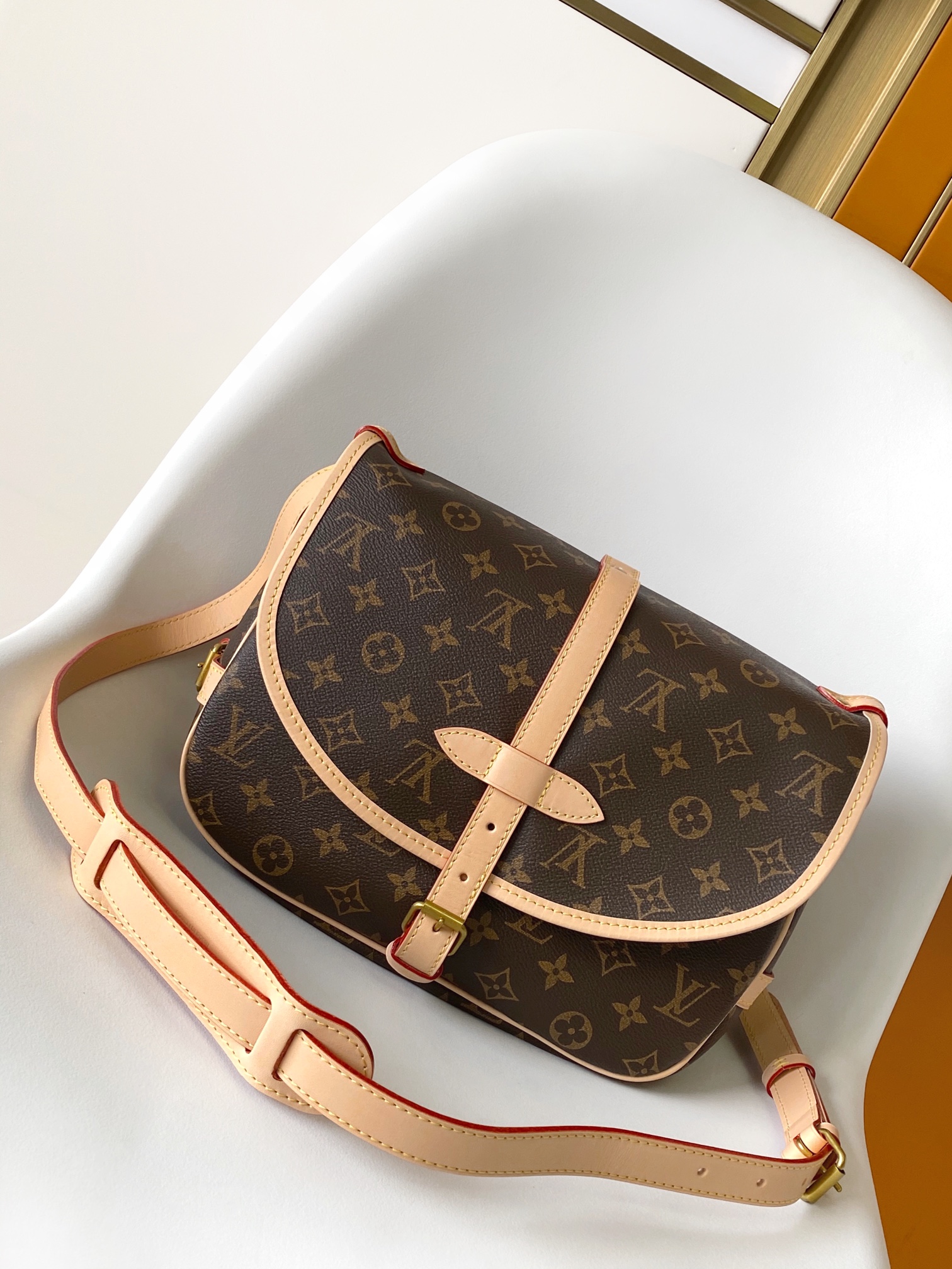 M40710 Saumur Medium Bag by Louis Vuitton LV in Monogram Canvas