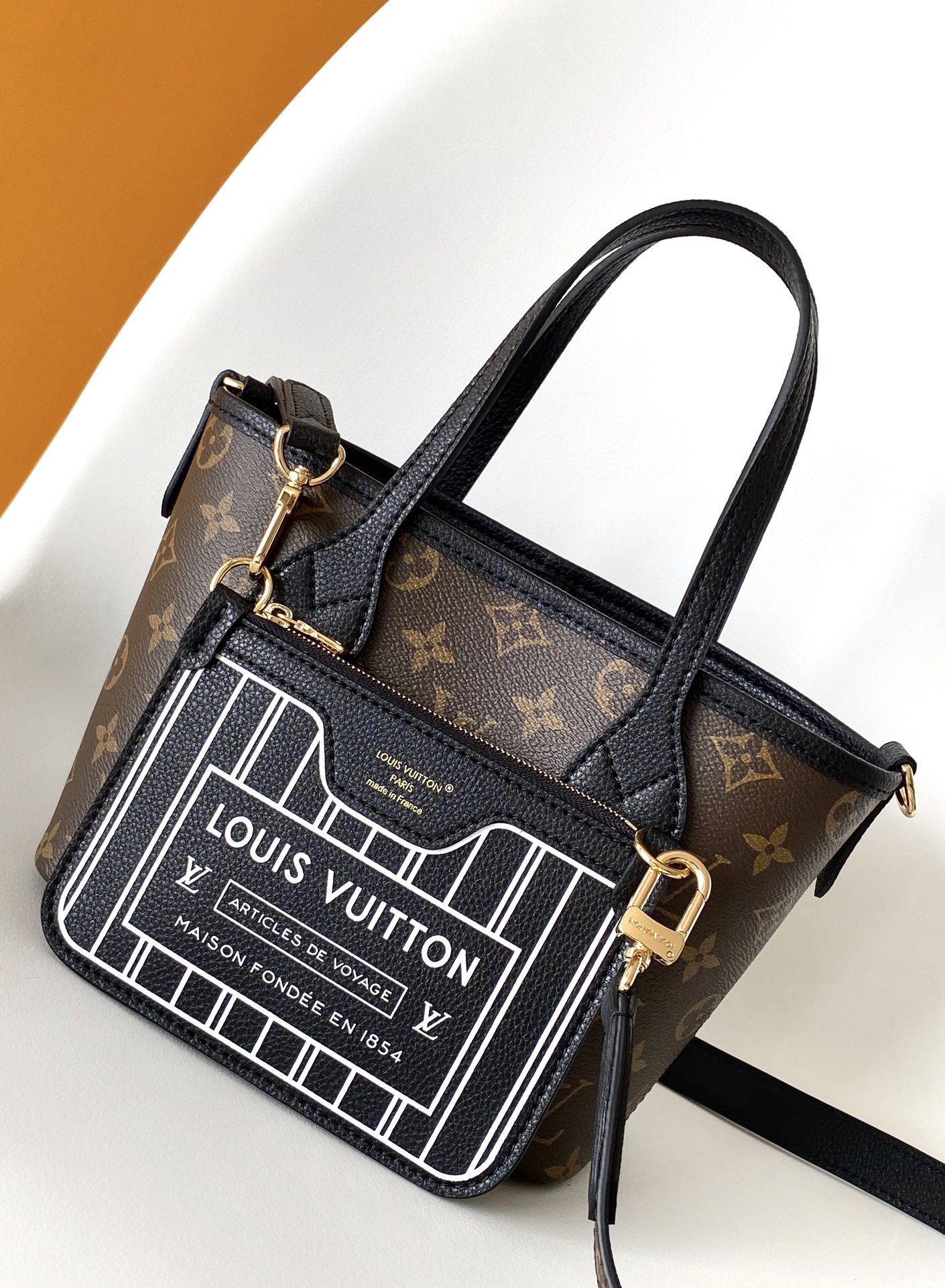 M12099 Neverfull Bandouli??re Inside Out BB Bag by Louis Vuitton LV in Black