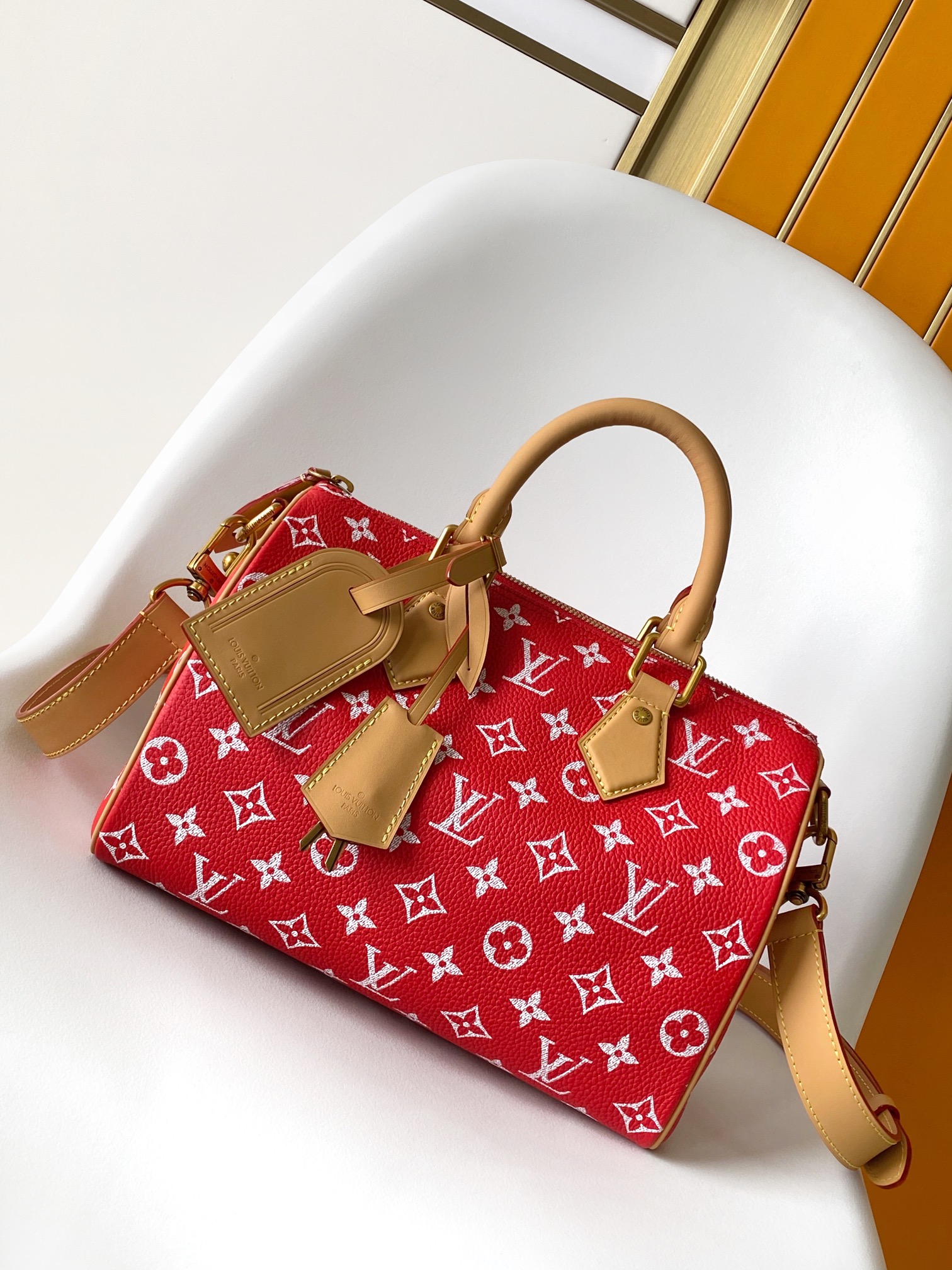 M24425 Bandouliere 25 Handbag by Louis Vuitton LV in Bright Red