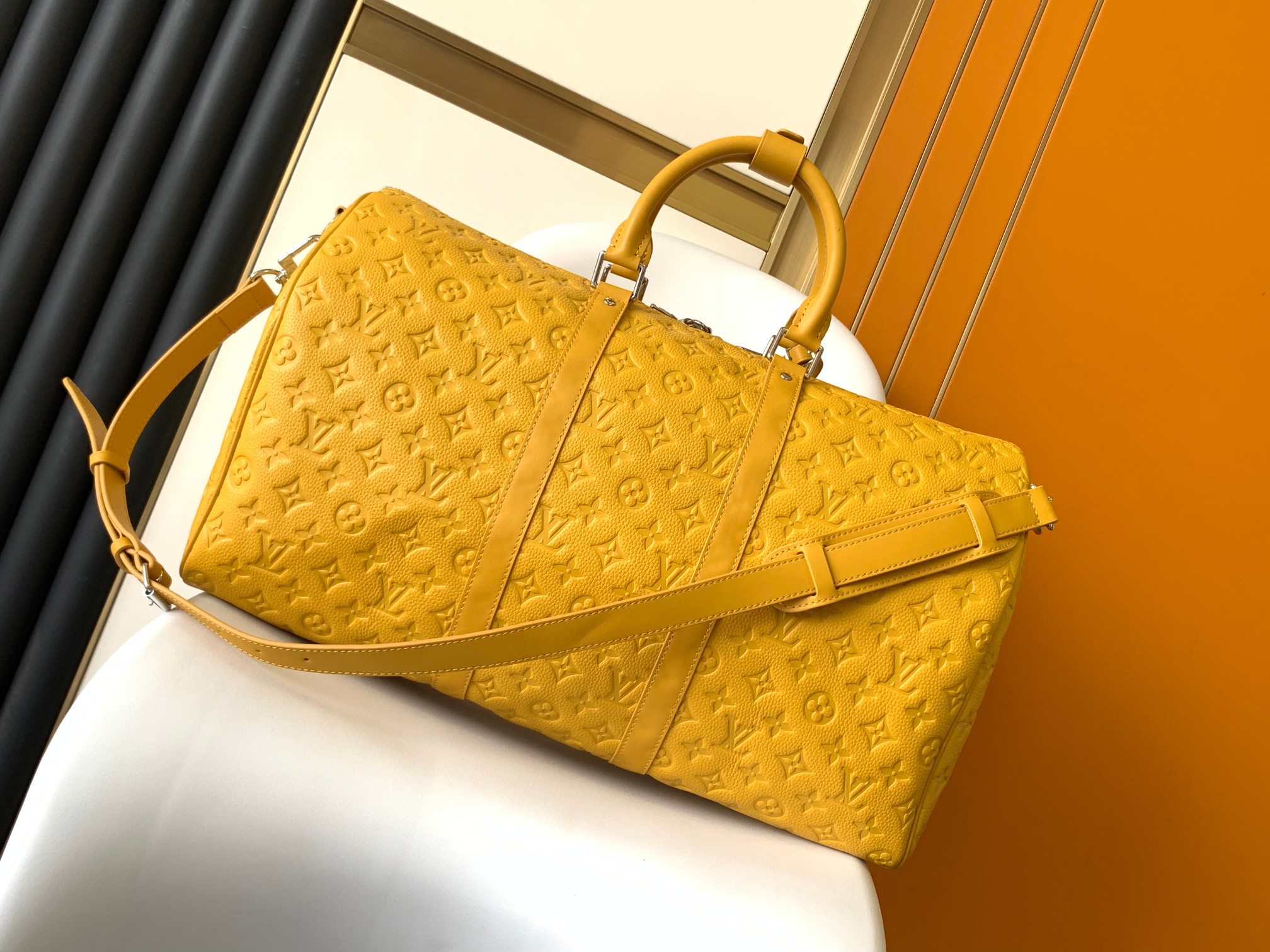 M23748 Keepall Bandouli??re 50 Travel Bag in Yellow by Louis Vuitton LV