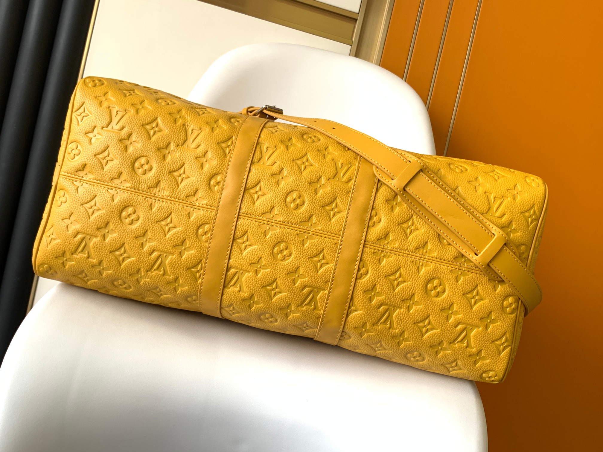 M23748 Keepall Bandouli??re 50 Travel Bag in Yellow by Louis Vuitton LV