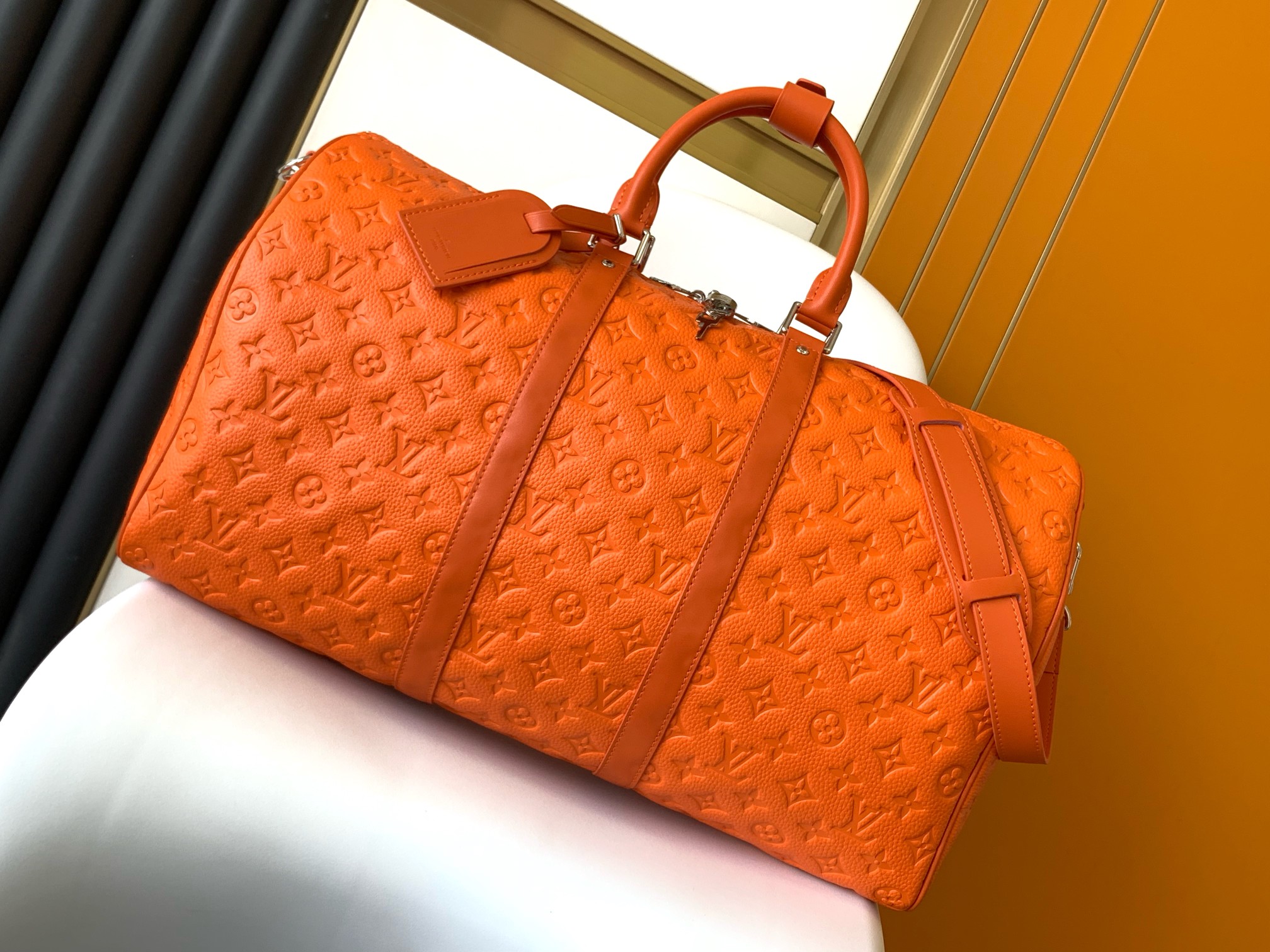 M23749 Keepall Bandouli??re 50 Travel Bag in Orange by Louis Vuitton LV