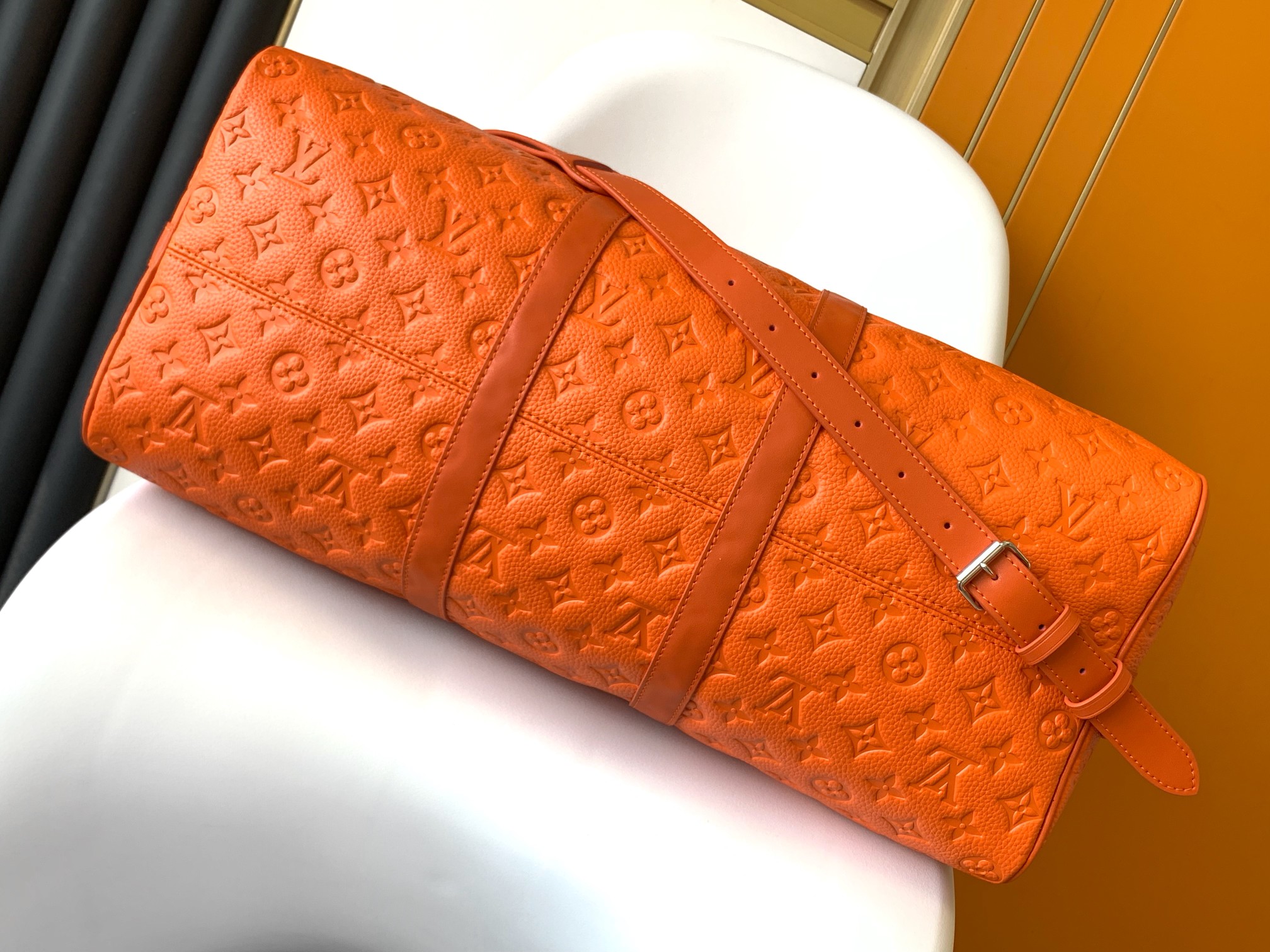 M23749 Keepall Bandouli??re 50 Travel Bag in Orange by Louis Vuitton LV