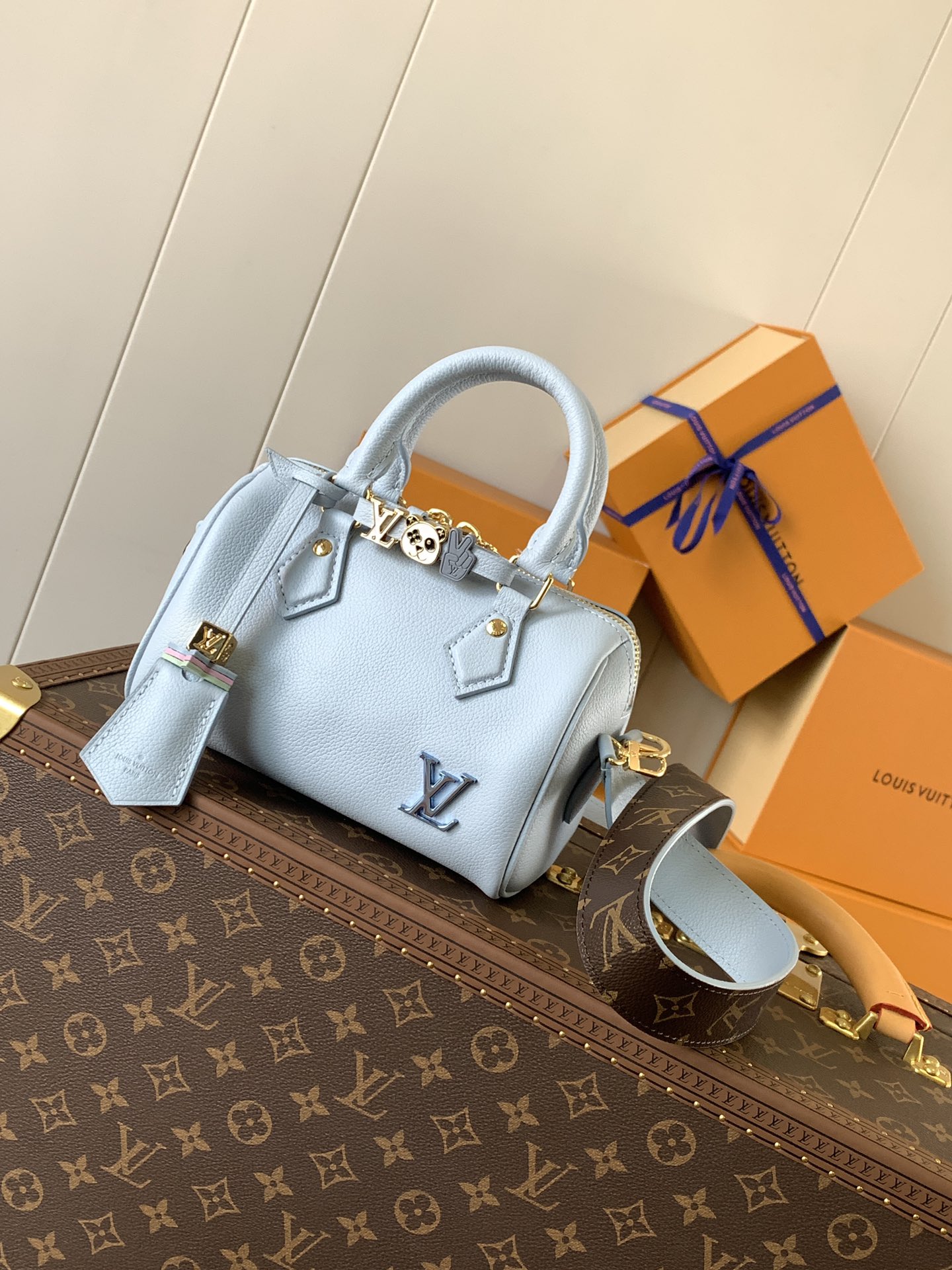 2024 China Qixi Festival Limited Edition Speedy 18 by Louis Vuitton LV M24605 Blue Leather