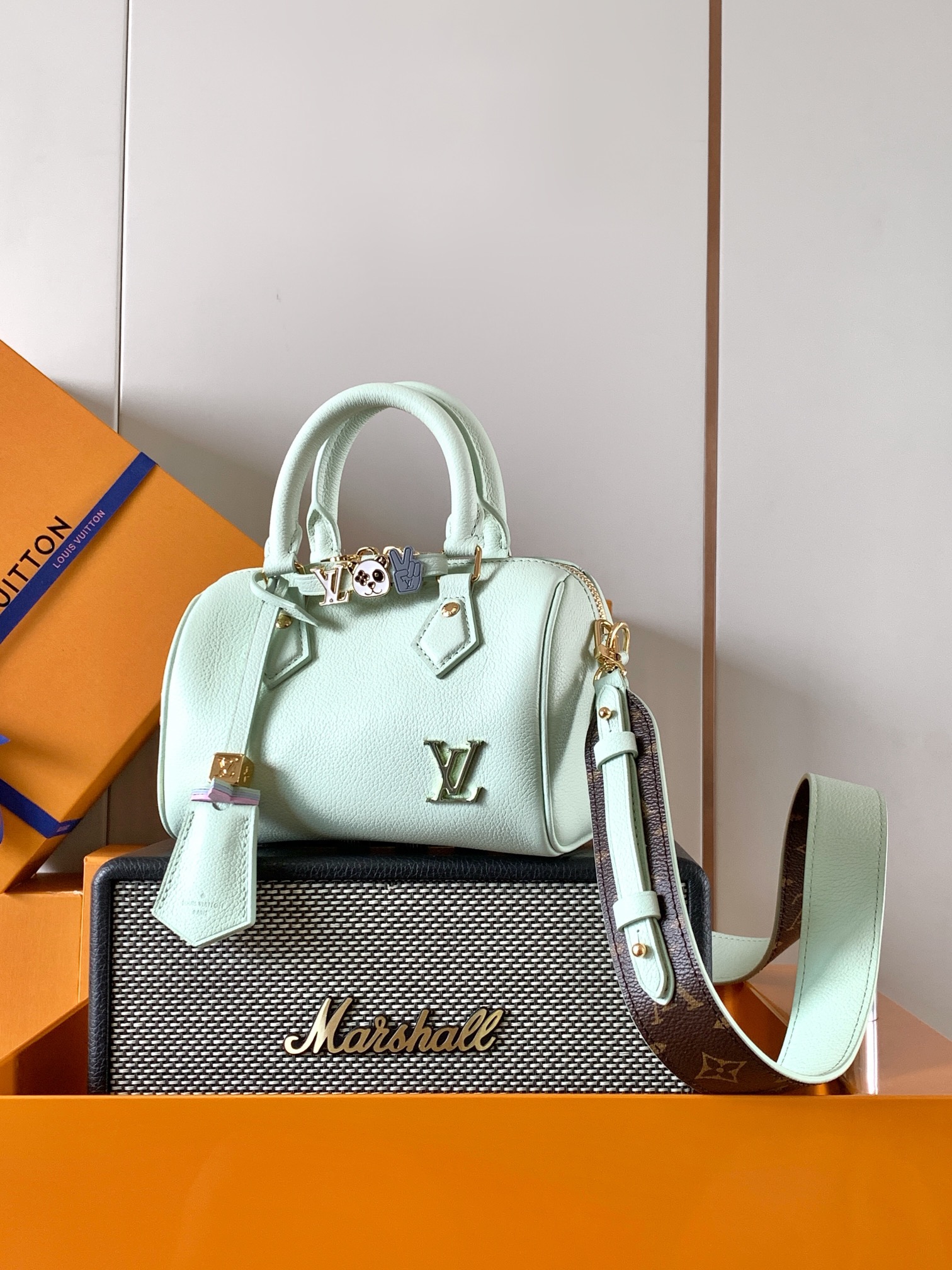 2024 China Qixi Festival Limited Edition Speedy 18 by Louis Vuitton LV M24474 White Flower M24605 Green Leather