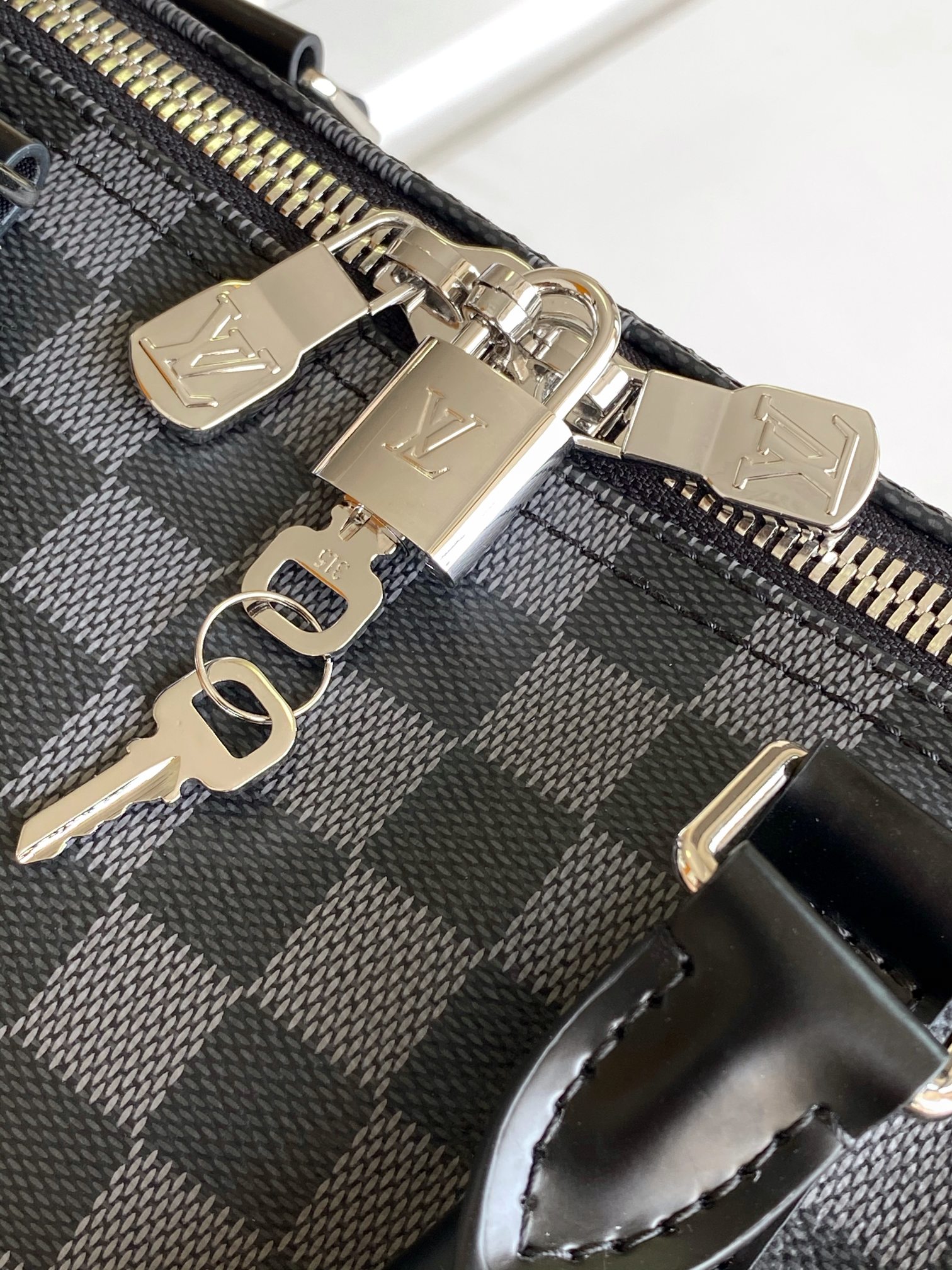 N00096 Keepall 50 Bag by Louis Vuitton LV in Black Check with Blue