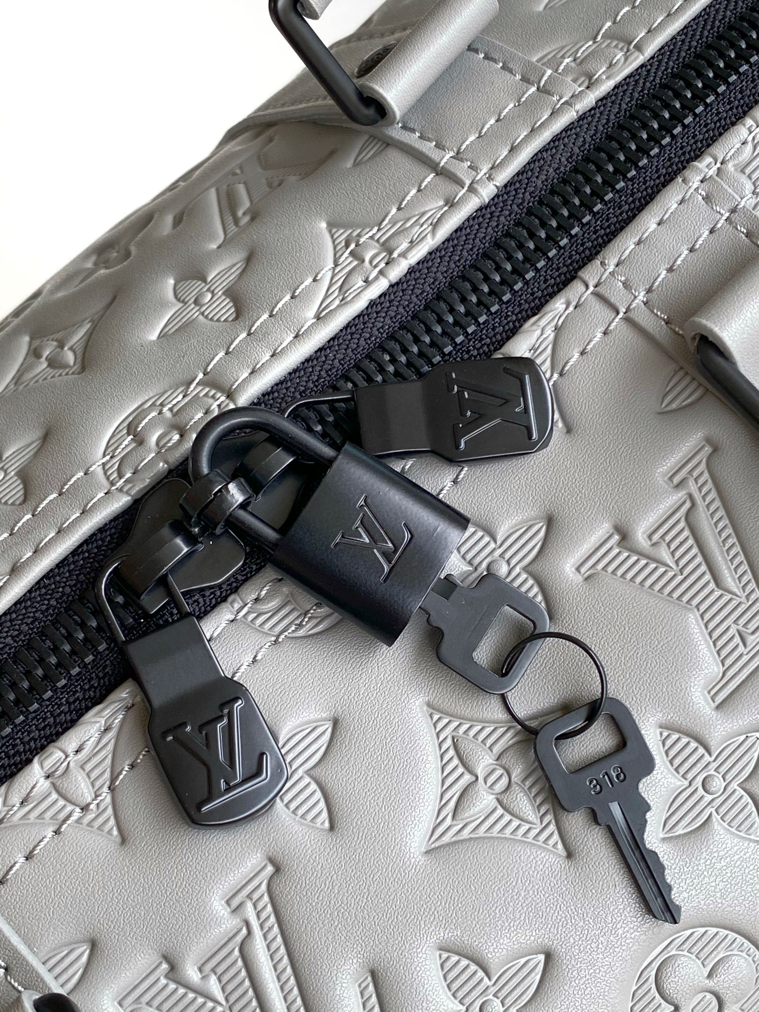 M46117 Keepall by Louis Vuitton LV - Gray with Woven Shoulder Strap