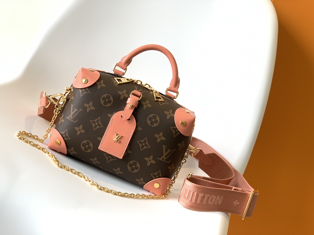 M45531 Petite Malle Souple Handbag by Louis Vuitton LV - Pink Monogram Canvas