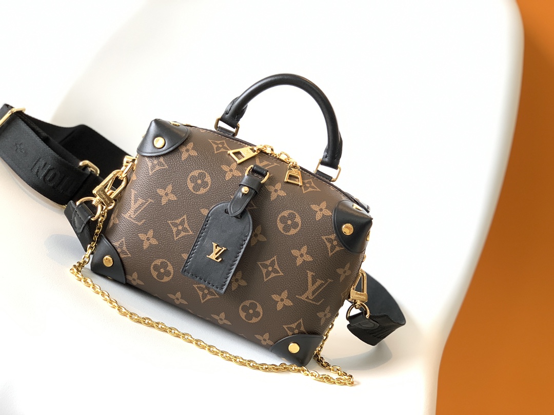 M45571 Petite Malle Souple Handbag by Louis Vuitton LV - Black Monogram Canvas