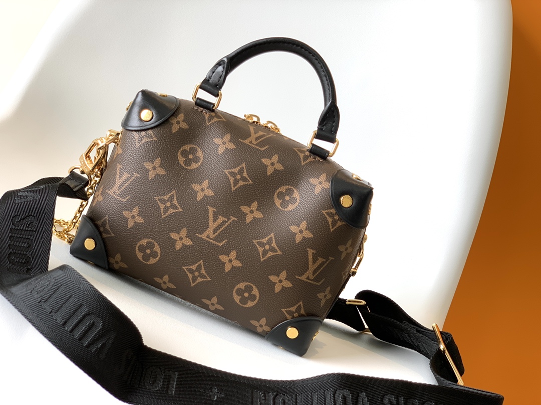 M45571 Petite Malle Souple Handbag by Louis Vuitton LV - Black Monogram Canvas