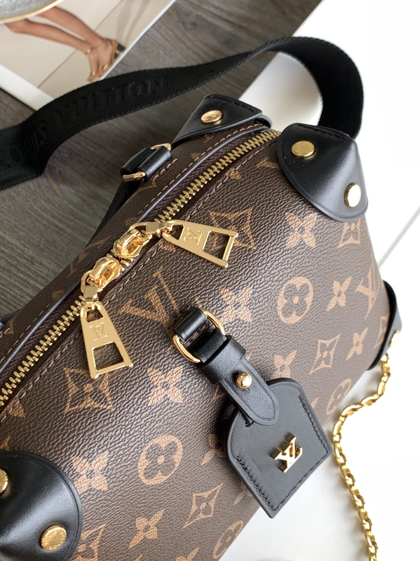 M45571 Petite Malle Souple Handbag by Louis Vuitton LV - Black Monogram Canvas