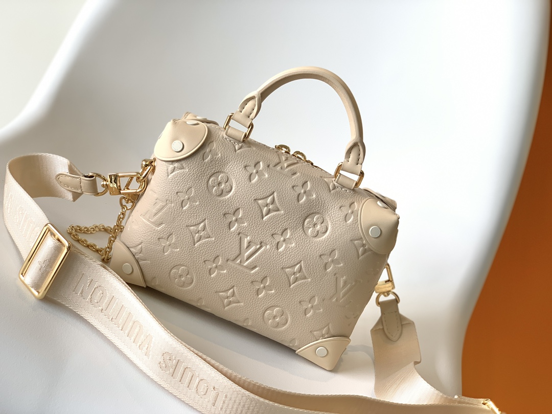  M45394 Petite Malle Souple Handbag by Louis Vuitton LV - White Monogram Empreinte Leather