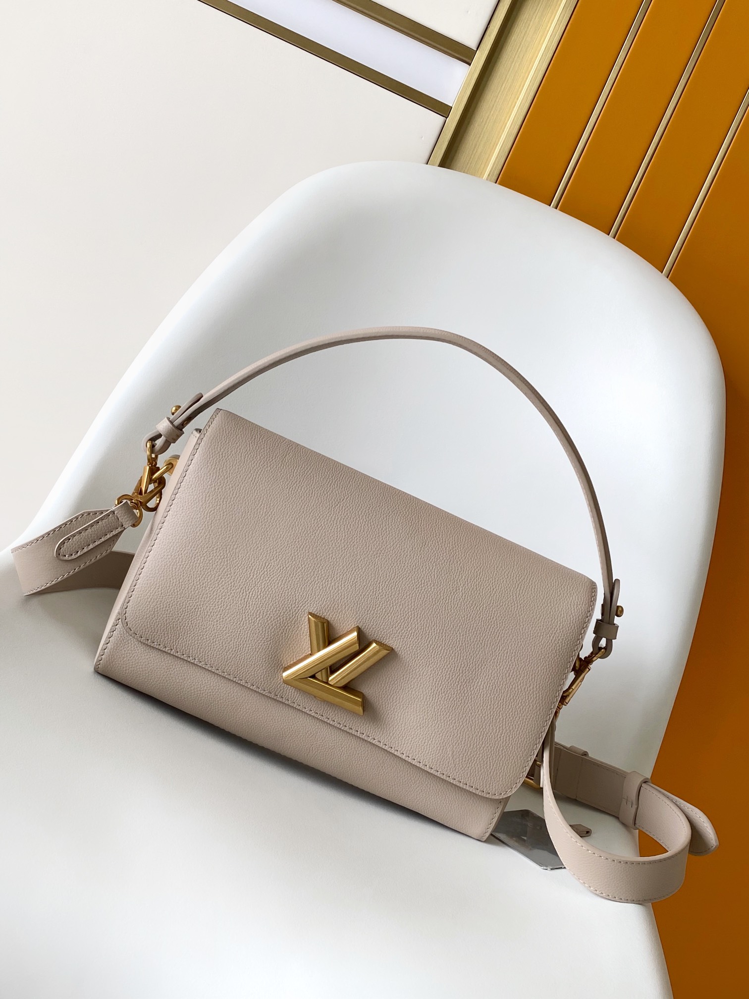 M25359 Soft Twist Handbag by Louis Vuitton LV - Cream Premium Leather