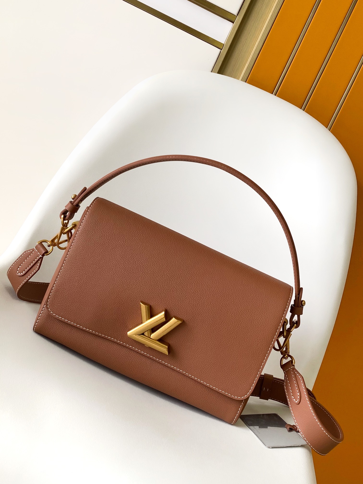 M24640 Soft Twist Handbag by Louis Vuitton LV - Caramel Premium Leather