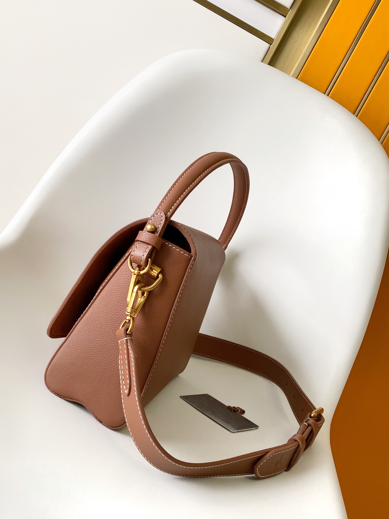 M24640 Soft Twist Handbag by Louis Vuitton LV - Caramel Premium Leather