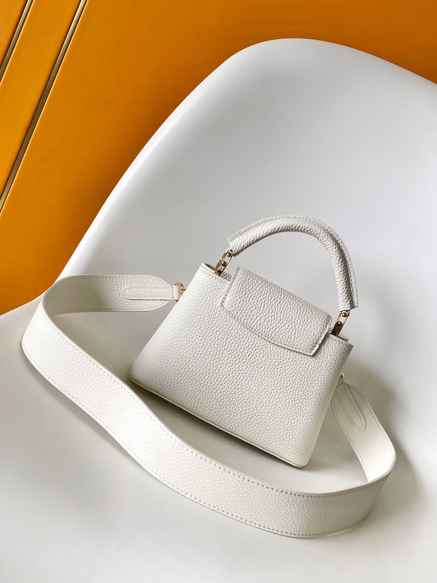 Capucines Mini Handbag by Louis Vuitton LV - White and Gray (M23456)