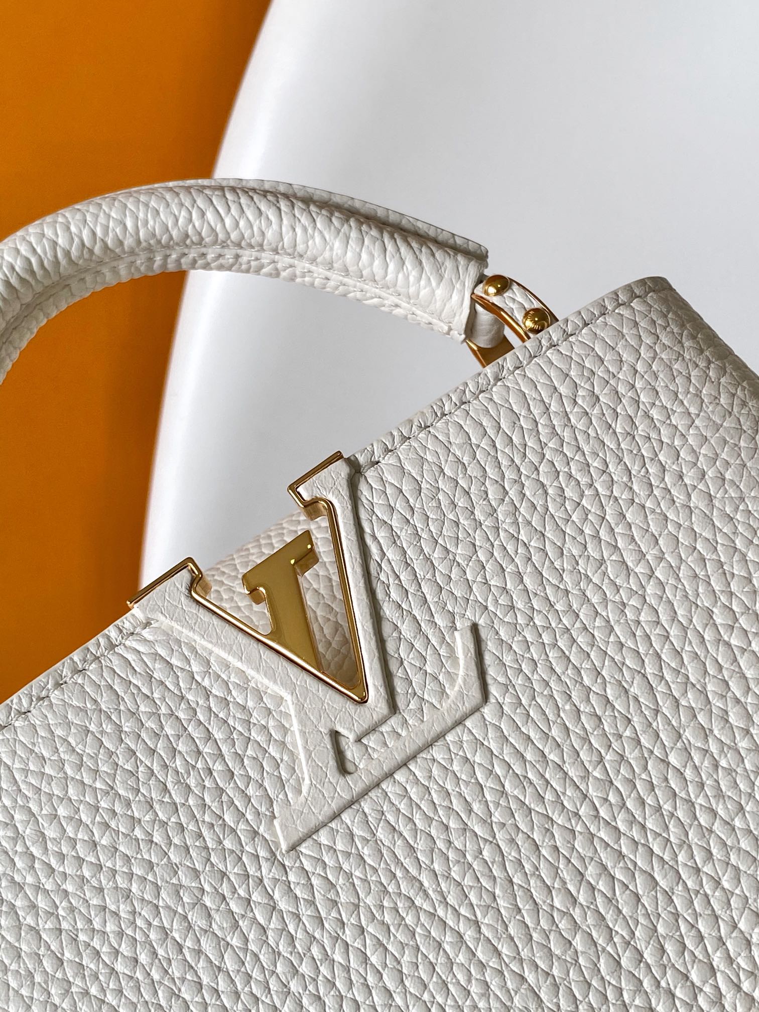 Capucines Mini Handbag by Louis Vuitton LV - White and Gray (M23456)