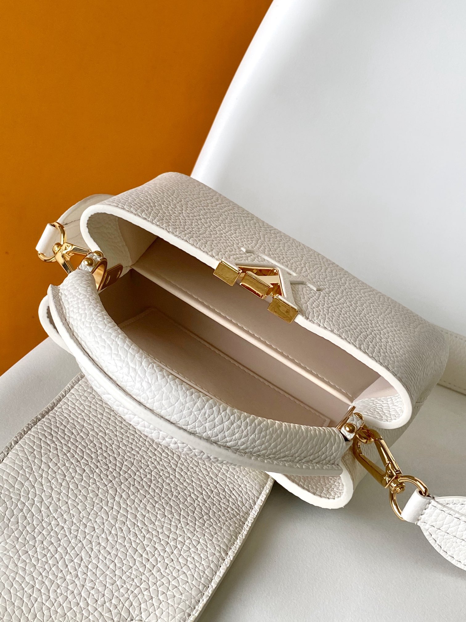 Capucines Mini Handbag by Louis Vuitton LV - White and Gray (M23456)