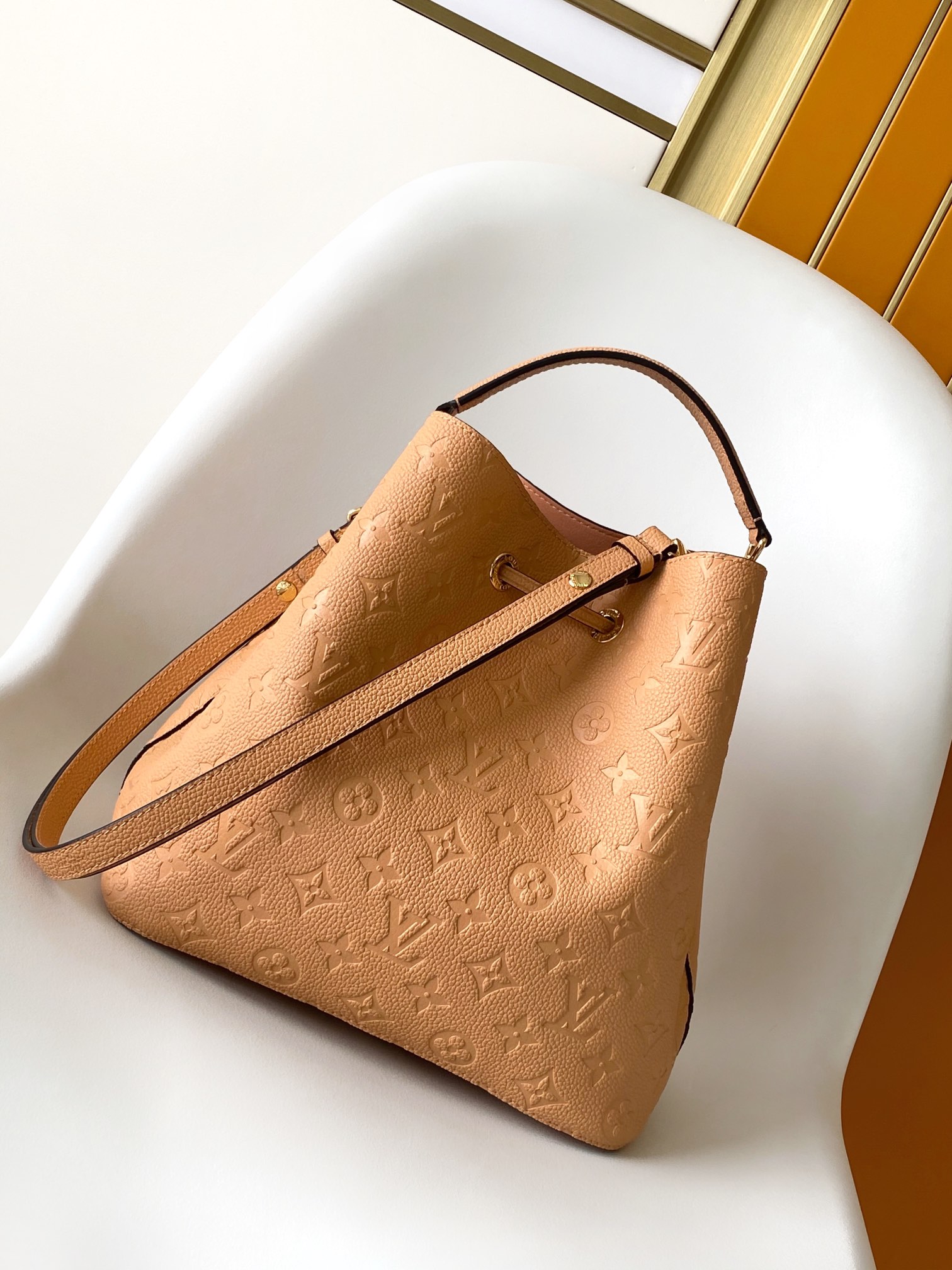 N??oNo?? Medium Bucket Bag by Louis Vuitton LV - Monogram Empreinte Leather in Earth Yellow M11815