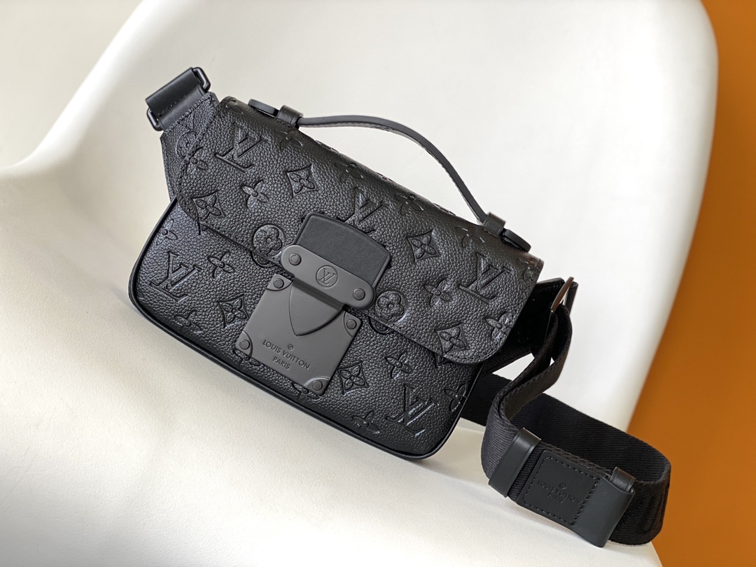 Louis Vuitton LV S Lock Sling Bag - M58487 Black Monogram Taurillon Leather