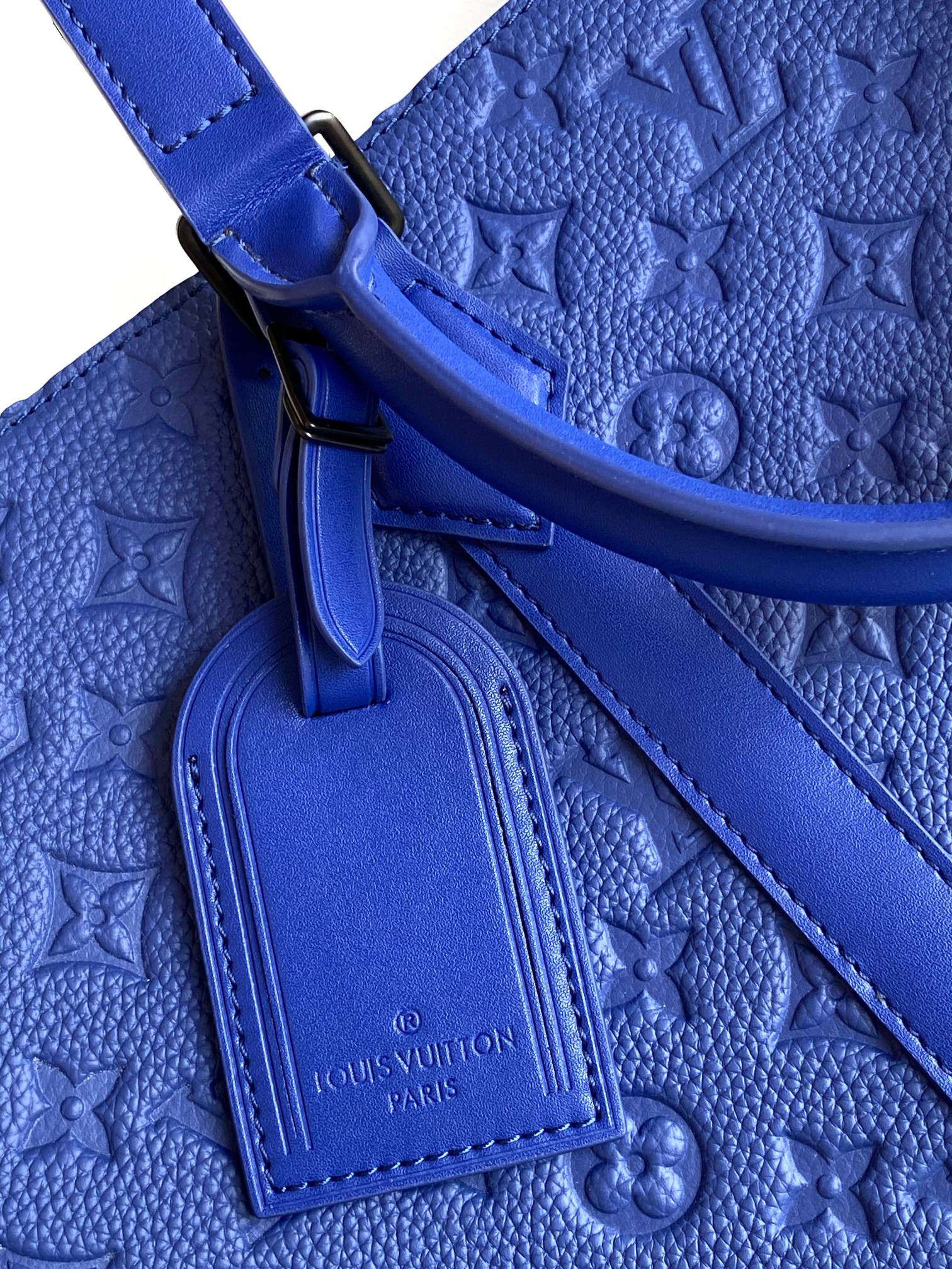 Louis Vuitton  LV Sac Plat 24H Handbag - M11690 Blue Monogram Embossed