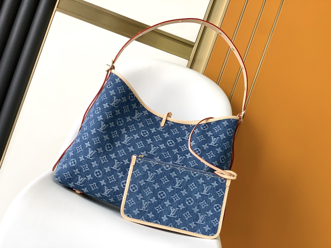  Louis Vuitton LV  CarryAll Medium Handbag - M46855 Blue Denim