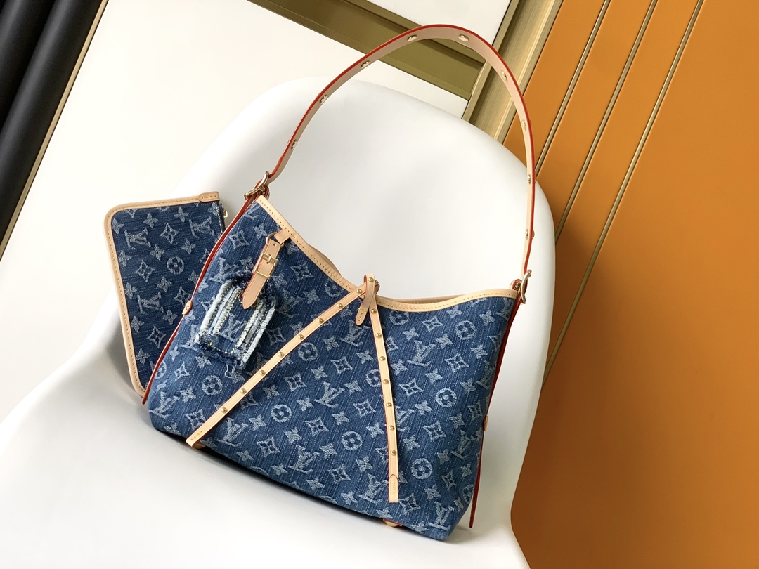 Louis Vuitton LV CarryAll Small Handbag - M46854 Blue Denim