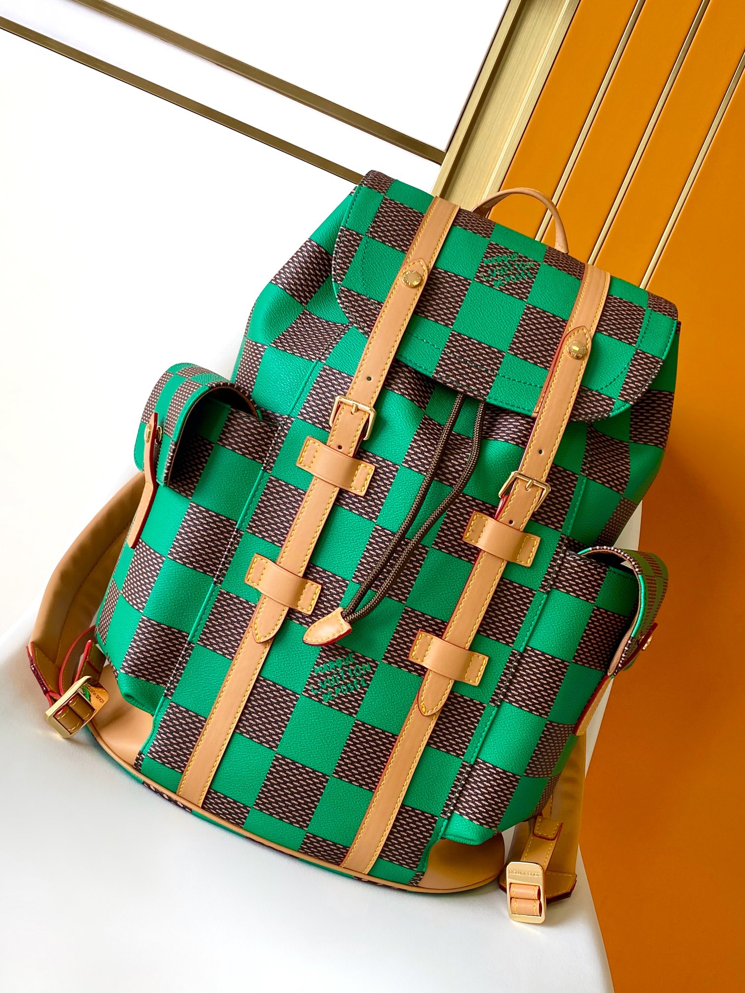 Louis Vuitton LV Christopher Small Backpack - N40564 Green Check Graffiti Monogram Canvas