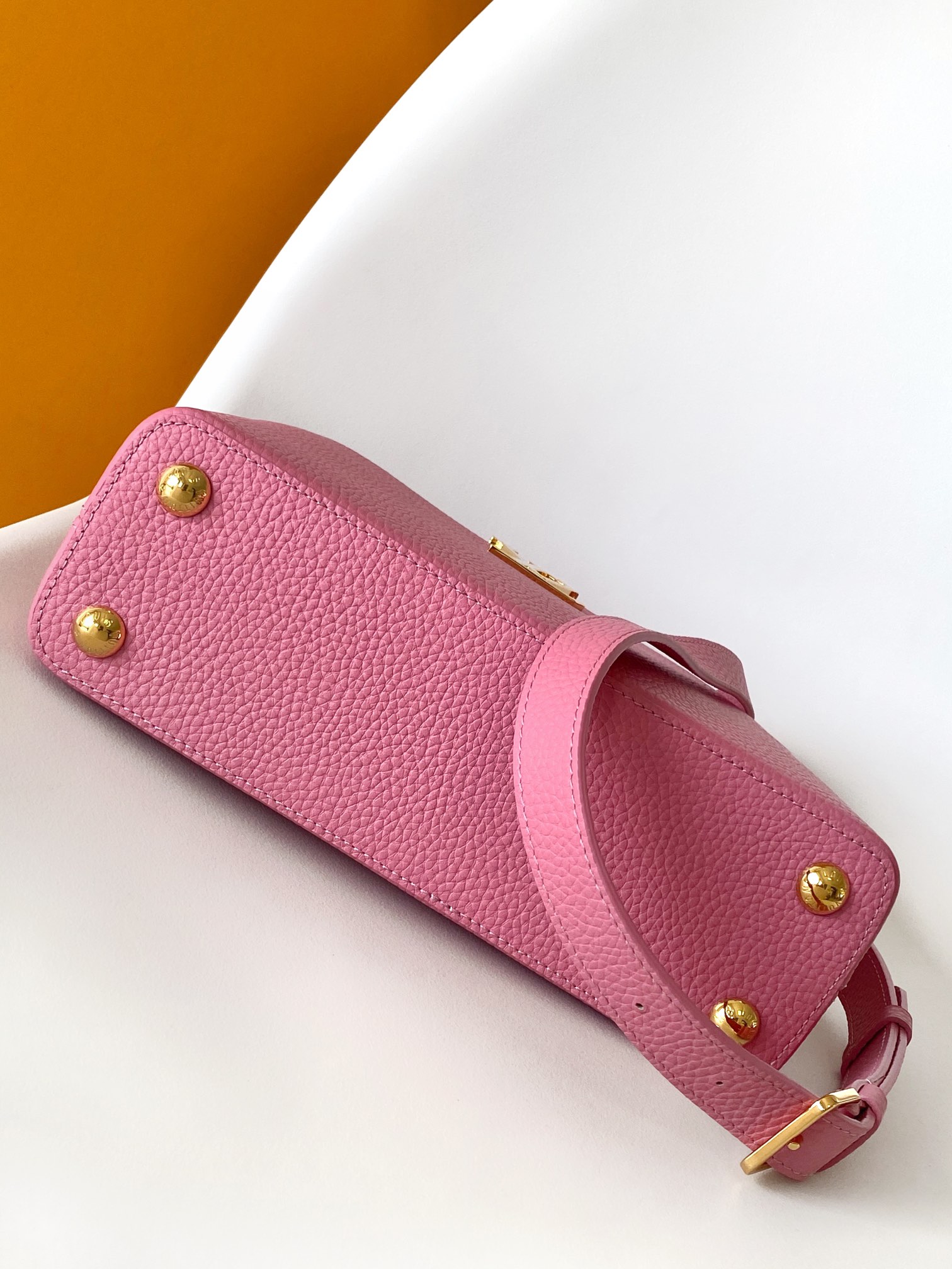 Louis Vuitton LV M24989 Dynamic Code Chip Special Edition Capucines Mini Handbag in Peach Pink