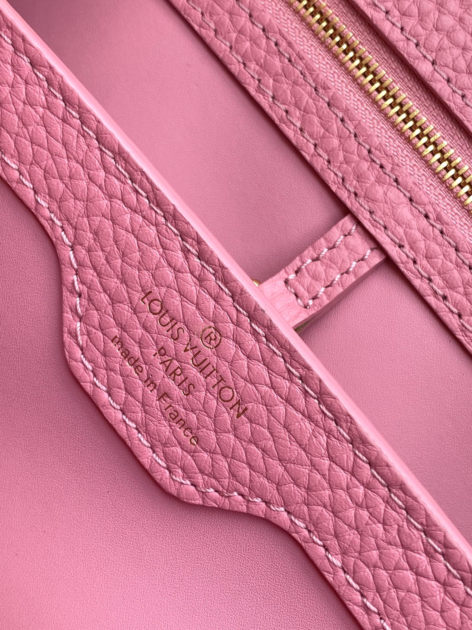 Louis Vuitton LV M24989 Dynamic Code Chip Special Edition Capucines Mini Handbag in Peach Pink