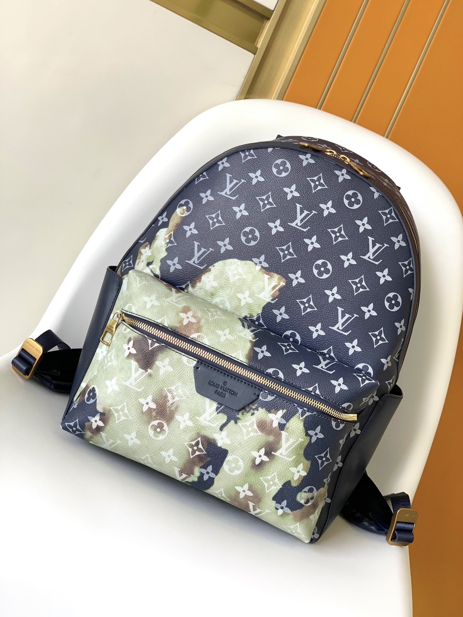 Louis Vuitton LV 46806 Christopher Small Backpack in Blue and Orange