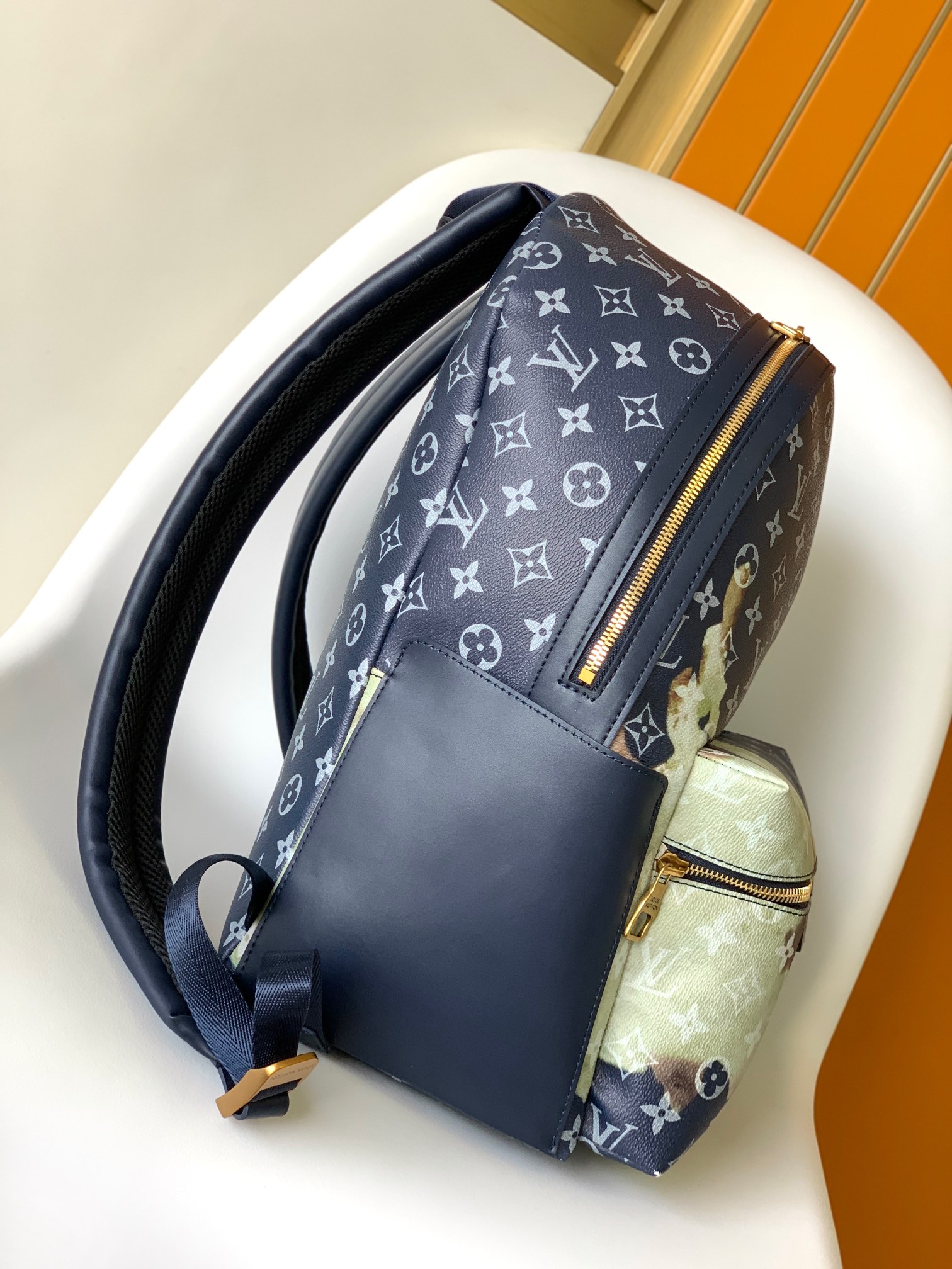 Louis Vuitton LV 46806 Christopher Small Backpack in Blue and Orange