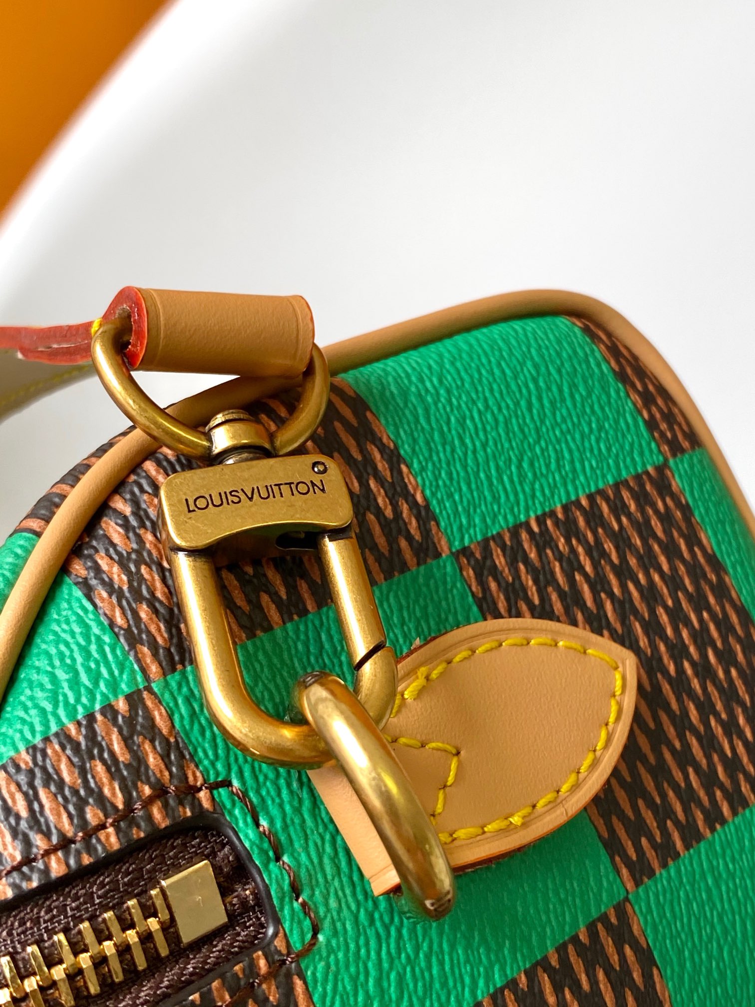 Louis Vuitton LV N40534 Speedy 18 Bandouli??re Handbag in Green Damier Pop Canvas