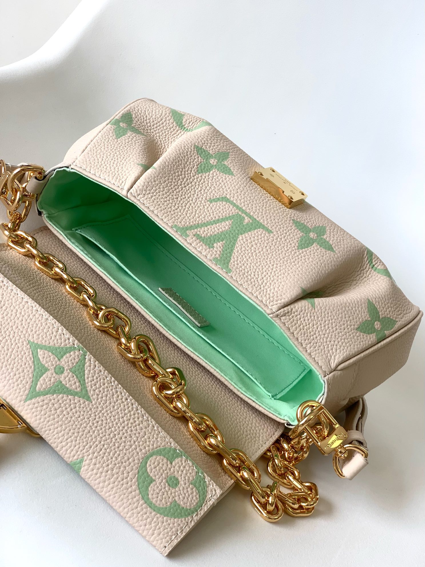 Dynamic Chip Louis Vuitton LV  M46842 White and Green FAVORITE Handbag