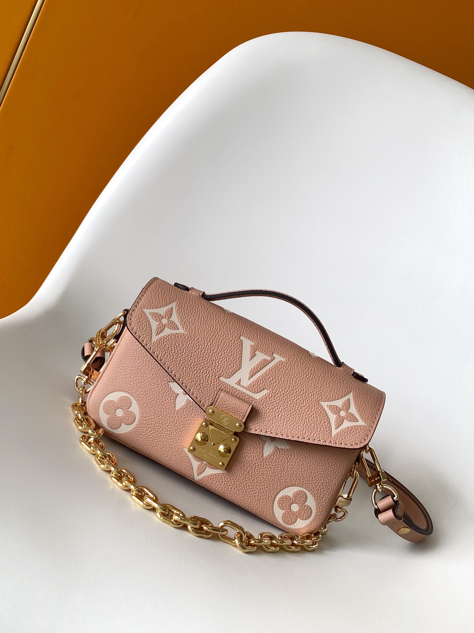 Louis Vuitton LV Pochette M??tis East West Handbag M11735 - Pink Monogram Empreinte