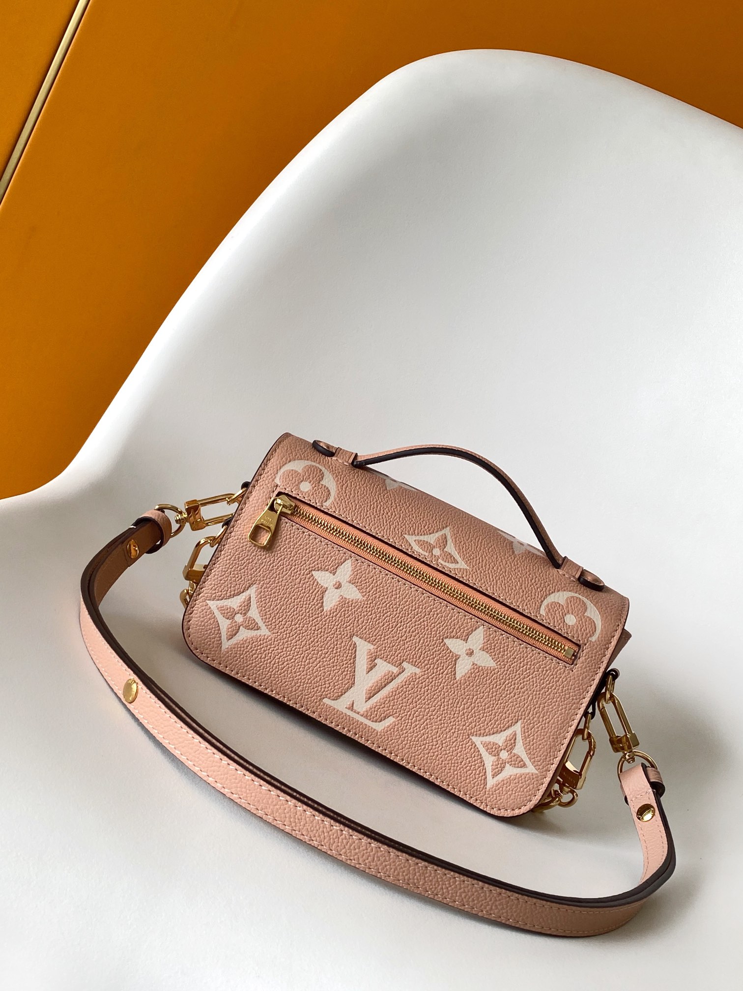 Louis Vuitton LV Pochette M??tis East West Handbag M11735 - Pink Monogram Empreinte