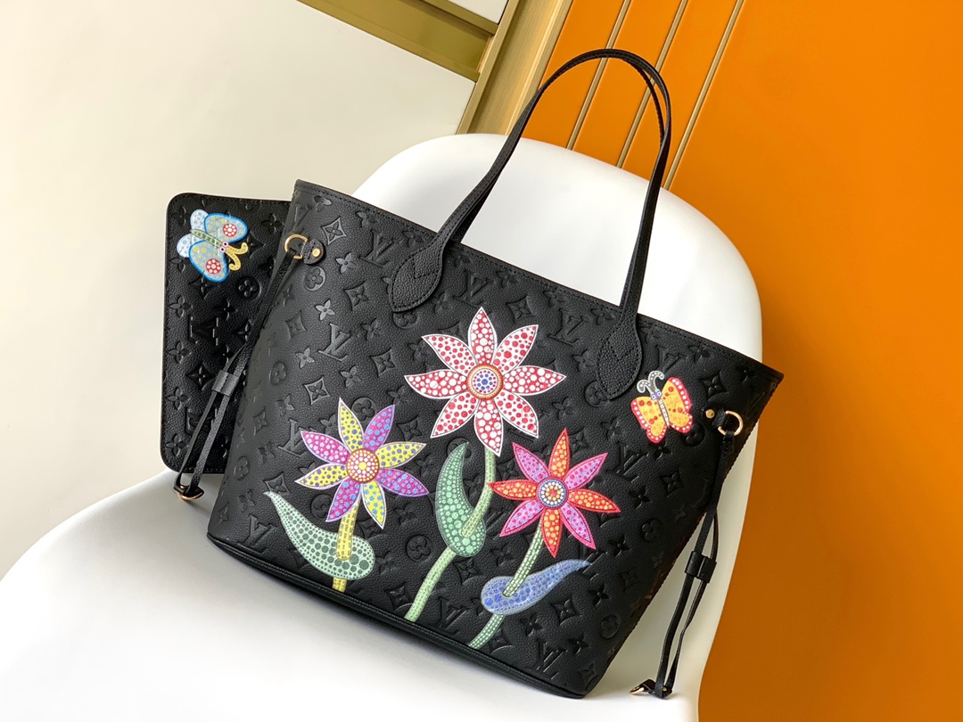 Louis Vuitton LV Neverfull MM M21733 Black Flower