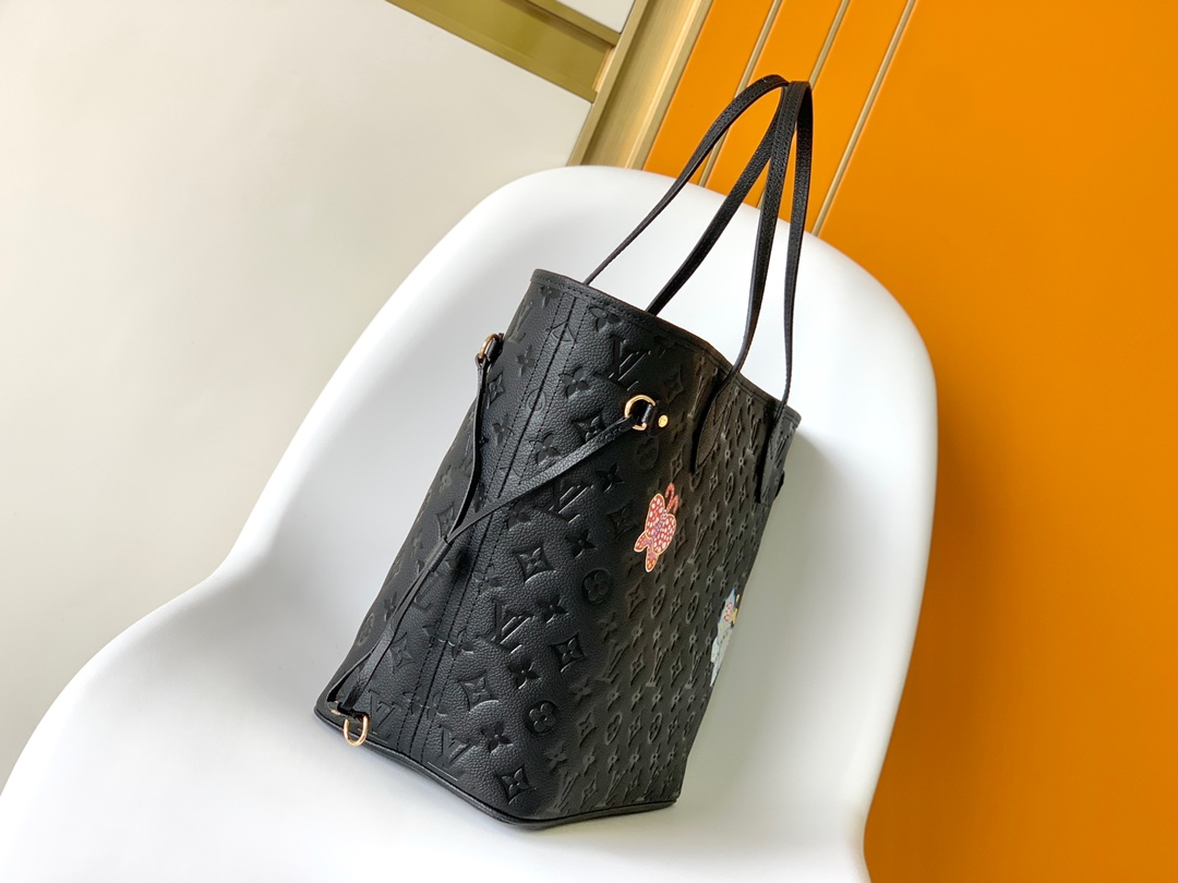 Louis Vuitton LV Neverfull MM M21733 Black Flower