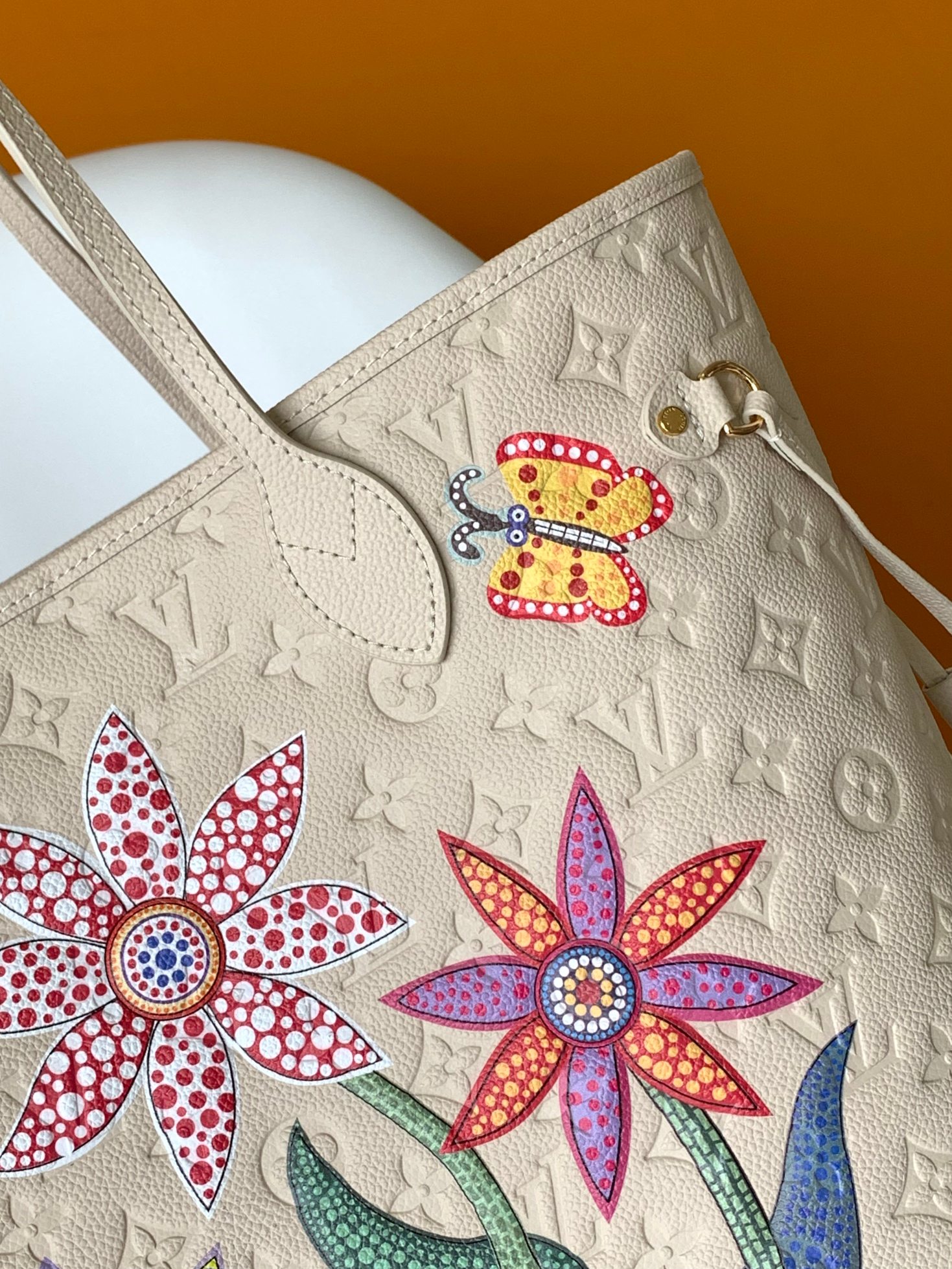  Louis Vuitton LV Neverfull MM M21733 White Flower