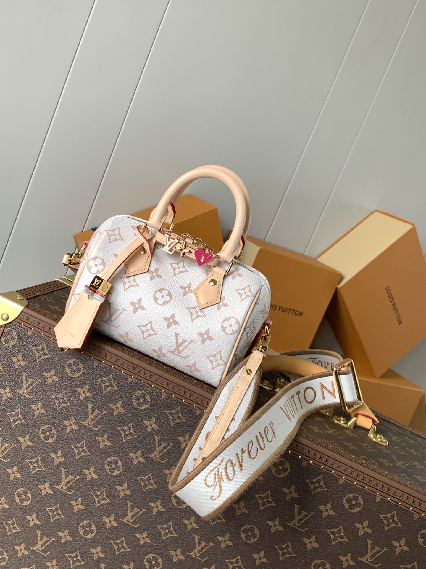 Louis Vuitton LV Speedy 18 Bag M24474 Limited Edition White Floral