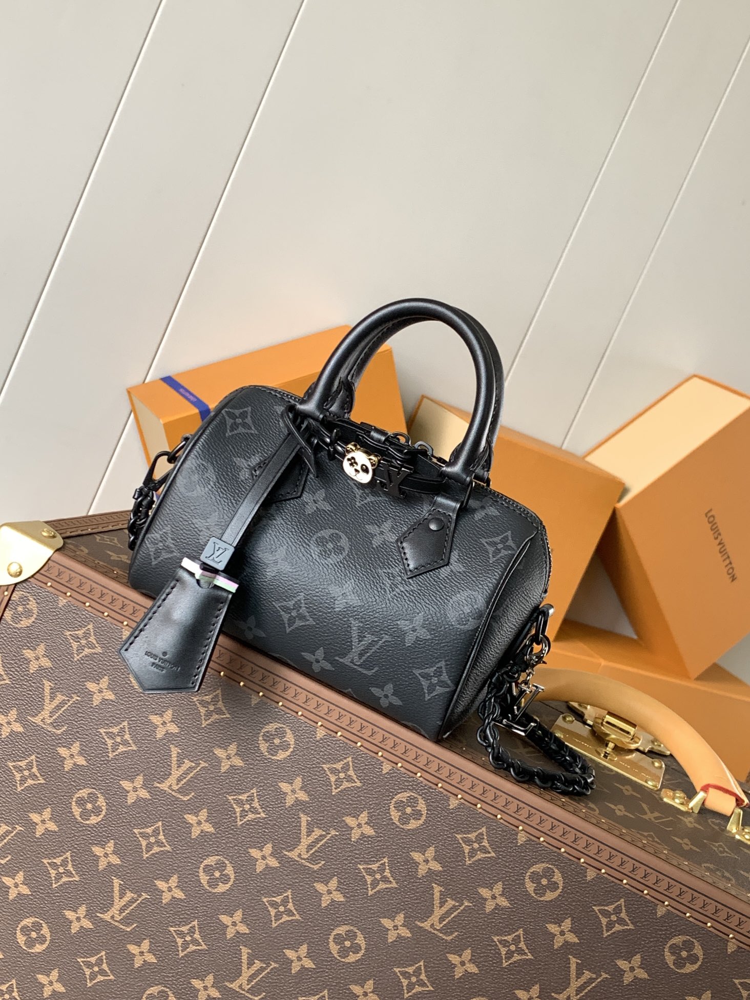 Louis Vuitton LV Speedy 18 Bag M24606 Limited Edition Black Floral