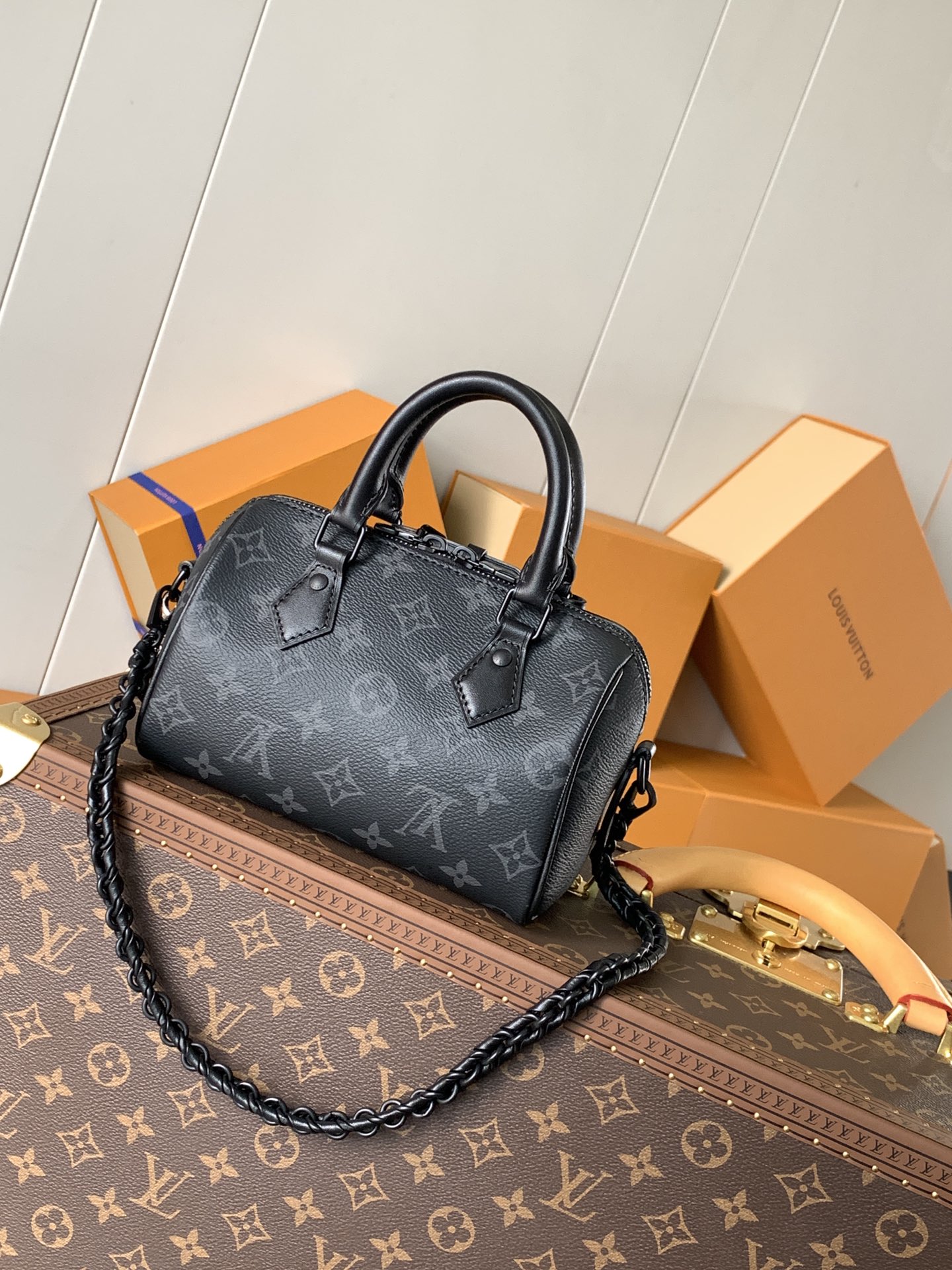  Louis Vuitton LV Speedy 18 Bag M24606 Limited Edition Black Floral