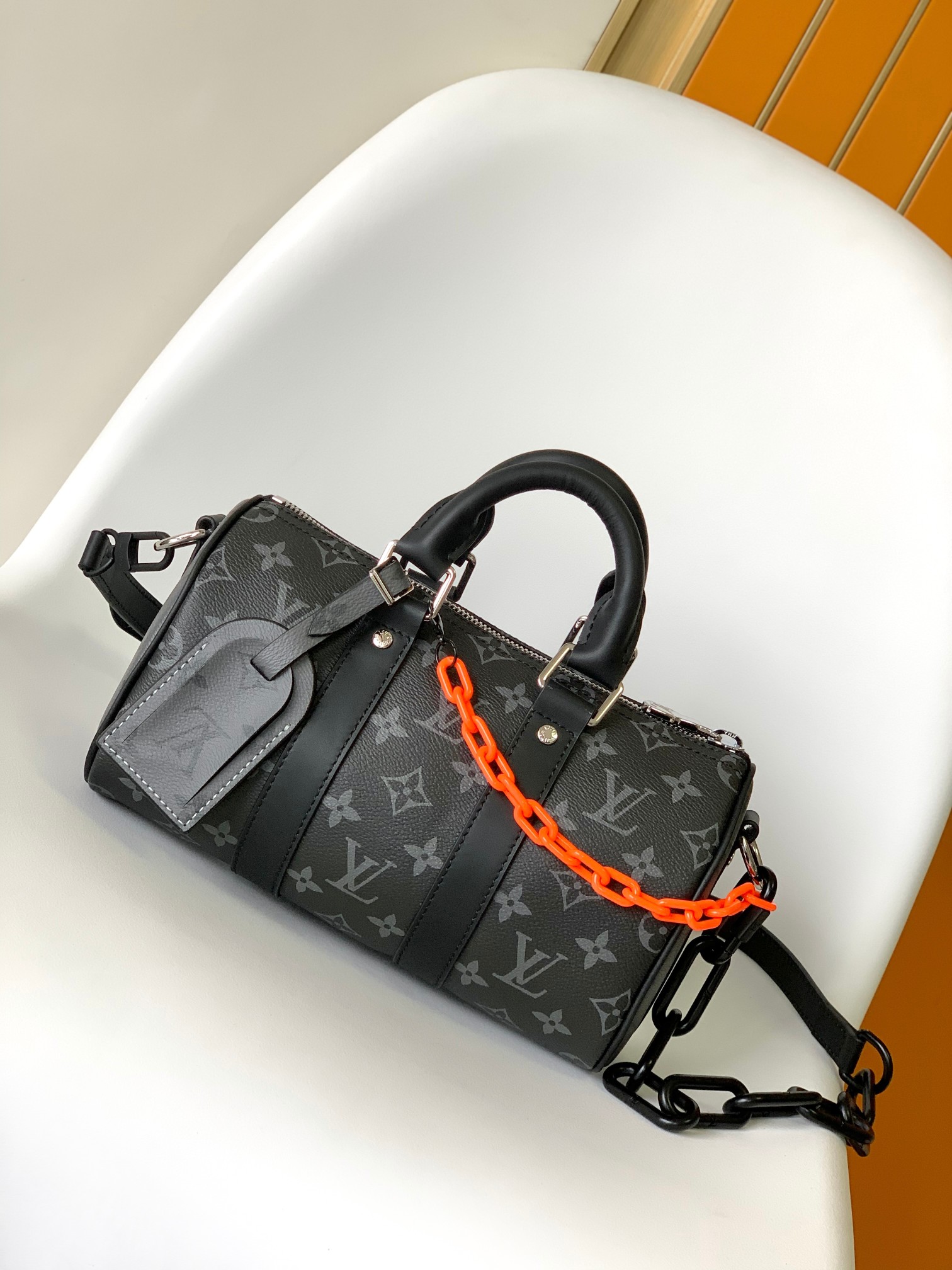 Louis Vuitton LV Keepall 25 Pillow Bag - M46271 Black Monogram Eclipse