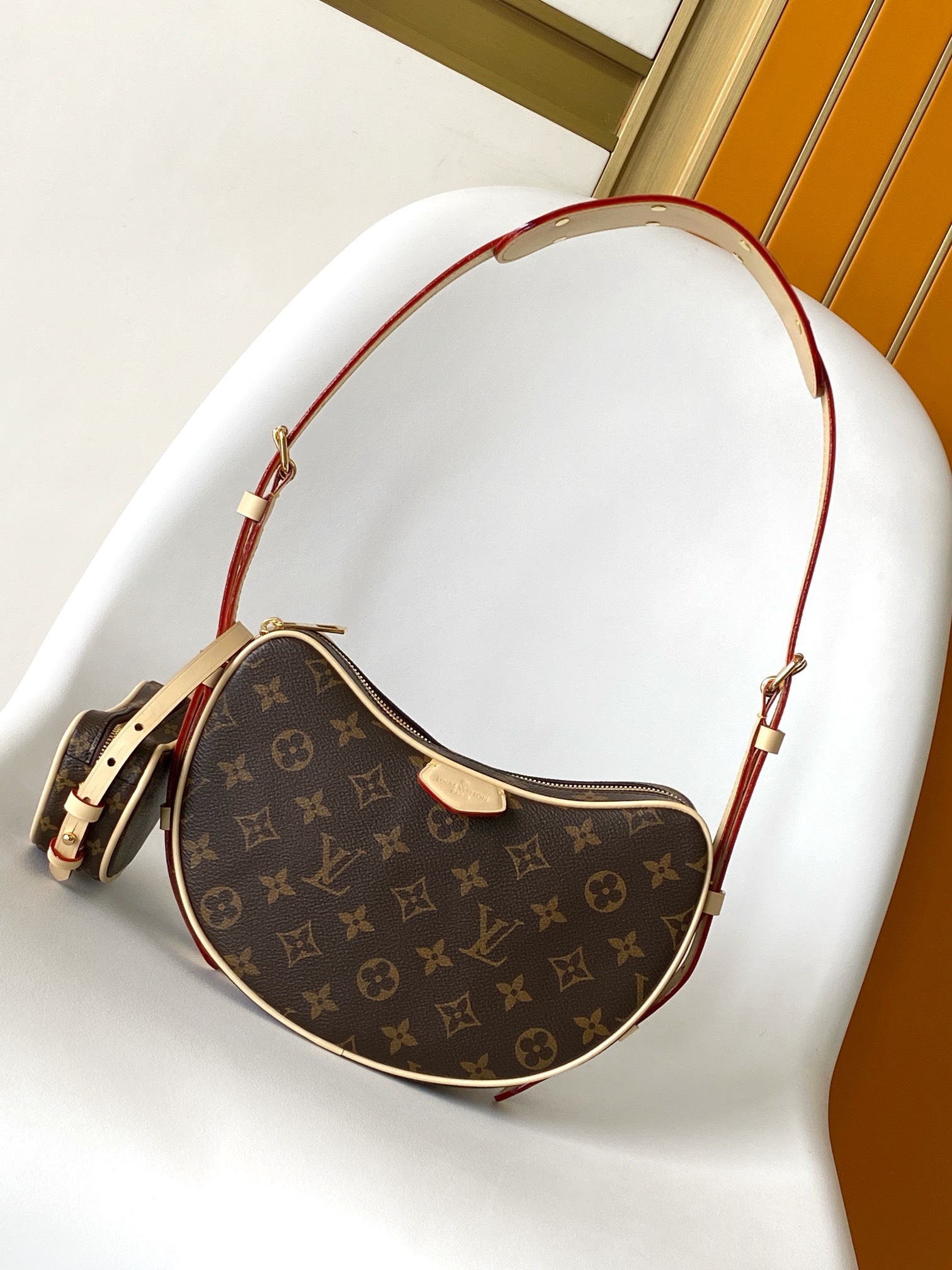 Louis Vuitton LV Monogram Pea Bag with Adjustable Horn Shoulder Strap - M46828